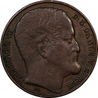 Denmark Frederik VII Copper 1852 FK VS Rigsbankskilling 1 YEAR SCARCE KM#754(6)