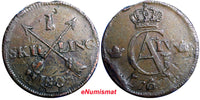 SWEDEN 1805  1 SKILLING OVERSTRUCK ON 2 ORE S.M. 1767 / FULL DATE  KM#566(2375A)