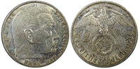 Germany - Third Reich Silver 1939 A 2 Reichs Mark Hindenburg KM# 93 (22 328)