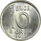 Sweden Gustaf VI SILVER 1952 10 Öre GEM BU COIN  KM# 823 (22 092)