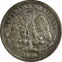 MEXICO Silver 1890 Pi R 25 Centavos San Luis Potosi Mint -64,000 KM#406.8 (183)