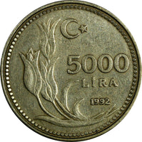 Turkey Nickel-Bronze 1992 5000 Lira KM# 1025 (18 635)