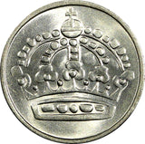 Sweden Gustaf VI Silver 1957 TS 25 Öre GEM BU COIN KM# 824 (22 020)