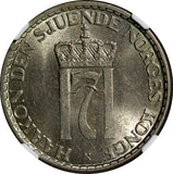NORWAY Haakon VII Copper-Nickel 1956 Krone NGC MS63 Thick Border KM# 397.2