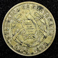 GUATEMALA Silver 1932 10 Centavos Royal British Mint KM# 239.2 (22 911)