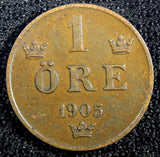 Sweden Oscar II Bronze 1903 1 Öre  Large letters KM# 750  (23 156)