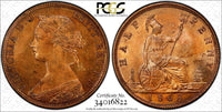 Great Britain Victoria 1863 1/2 Penny PCGS MS63 RB NICE RED TONED KM# 748.2 (22)