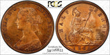 Great Britain Victoria 1863 1/2 Penny PCGS MS63 RB NICE RED TONED KM# 748.2 (22)
