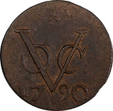 Netherlands East Indies Zeeland Copper 1790 1 Duit KM# 152.3 (20 669)