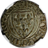 FRANCE Charles VI 1380-1422 Silver Blanc Guenar NGC AU55 Duplessy-377d (9)