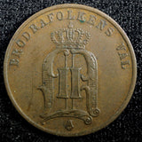 Sweden Oscar II Copper 1883 2 Ore  XF KM# 746   (23 129)