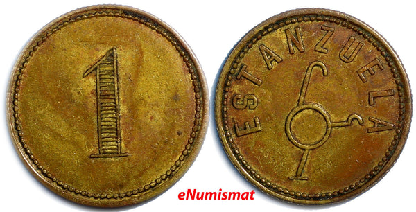 COLONIA URUGUAY  TOKEN Estanzuela.Value "1" .Brass 22 mm Cln-30 (3918)