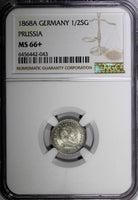 German States PRUSSIA Silver 1868 A 1/2 Neu-Groschen NGC MS66+ TOP GRADED KM#484