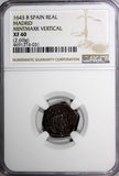 SPAIN Silver 1643 MDB 1 Real Madrid NGC XF40 (2,69) TOP GRADED RARE Cal# 1003(1)