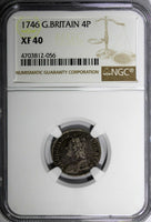 Great Britain George II Silver 1746 4 Pence Maundy NGC XF40 KM# 570 (056)