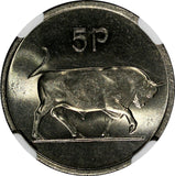 Ireland Republic Copper-Nickel 1975 5 Pence NGC MS64 TOP GRADED KM# 22 (002)