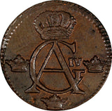 SWEDEN Copper King Gustav IV Adolf 1808 1/4 Skilling  AU KM# 564 (19 545)