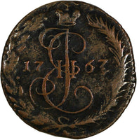 Russia Catherine II Copper 1767 EM Denga Ekaterinburg Mint C# 56.2 (18 698)