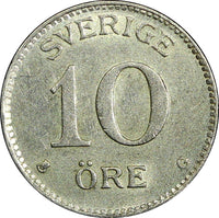 SWEDEN Gustaf V Silver 1930 G 10 Öre  KM# 780 (21 906)