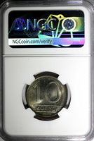 POLAND Copper-Nickel 1985 MW 10 Złotych NGC MS66 ONLY 1 GRADED HIGHEST Y# 152.1