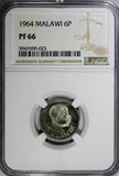 Malawi PROOF 1964 6 Pence NGC PF66 Mintage-10,000 Rooster TOP GRADED KM# 1 (023)