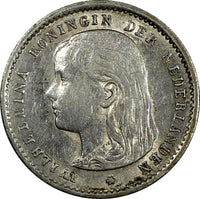 Netherlands Wilhelmina I Silver 1896 10 Cents KM# 116 (20 662)