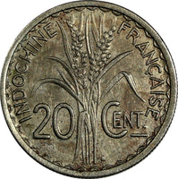 French Indo-China Copper-Nickel 1941 S 20 Cents  San Francisco Mint KM#23a.2 (8)