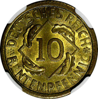 Germany - Weimar Republic 1924 A 10 Rentenpfennig NGC MS64 KM# 33 (033)