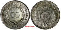 Brazil Pedro II Silver 1862 500 Reis aUNC Nice Toned KM# 464 (15 623)