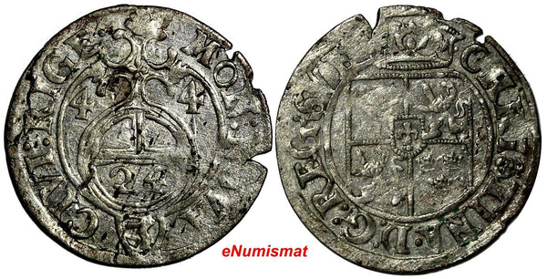 Livonia Christina of Sweden (1632-1654) Silver (16)44 1/24 Thaler SCARCE KM31(5)