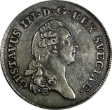 Sweden Gustaf III  Silver 1797 OL 1/3 Riksdaler Mintage-461,000 KM# 525 (18 302)