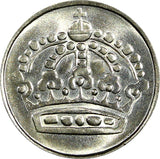 Sweden Gustaf VI Silver 1958 TS 25 Öre GEM BU COIN KM# 824 (22 019)