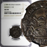 Italian States VENICE (1789-1797) Soldo NGC AU50 TOP GRADED COIN KM# 732 (045)