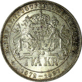 SWEDEN Silver Jubilee Oscar II 1897 EB 2 Kronor High Grade KM# 762 (20 760)