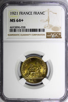 France Aluminum-Bronze 1921 1 Franc NGC MS64+  Chamber of Commerce KM# 876 (58)