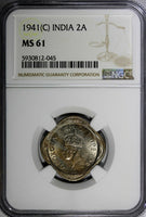 India-British George VI 1941 (C) 2 Annas Calcutta NGC MS61 NICE TONED KM# 541(5)