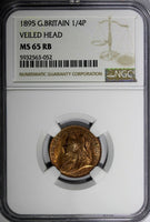 Great Britain Victoria 1895 Farthing NGC MS65 RB TOP GRADED BY NGC KM# 788.1 (2)