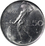 Italy Stainless Steel 1971 50 Lire 24.8 mm BU KM# 95.1 (21 314)