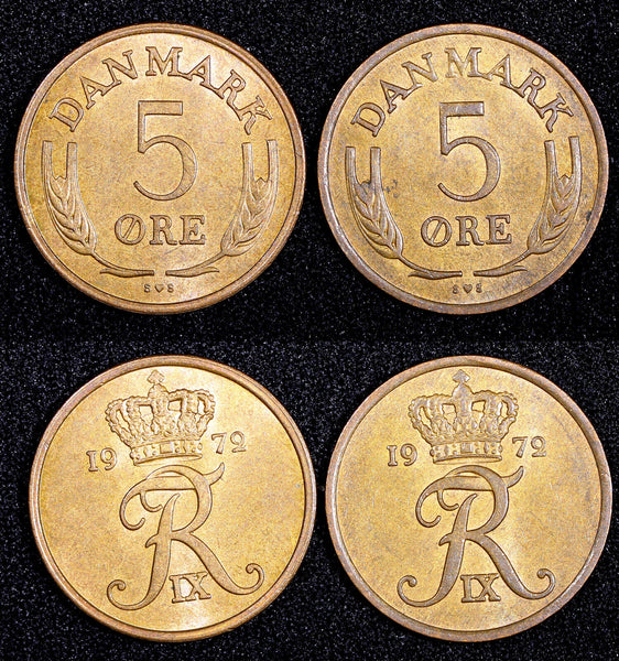Denmark Frederik IX Bronze 1972 5 Ore UNC .KM# 848.1 RANDOM PICK (1 Coin)