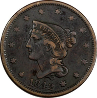 US Copper 1842 Braided Hair Large Cent 1c EX.LUX FAMILY COLLECTION (12 048)