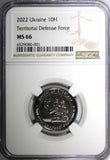 UKRAINE 2022 10 Hryven Territorial Defense Forces NGC MS66 TOP GRADED BY NGC