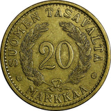 Finland Aluminum-Bronze 1938 20 Markkaa 31mm Mintage-360,000 KM# 32 (18 723)