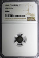 Great Britain Victoria Silver 1848 1 Pence Maundy NGC MS62 NICE TONED KM# 727(1)