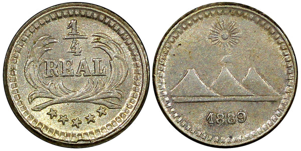 Guatemala Silver 1889/889 1/4 Real KM# 158 (22 678)