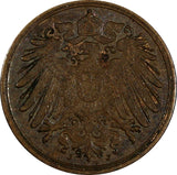 Germany - Empire Wilhelm II 1900 J 1 Pfennig VF Condition KM# 10 (17 459 )