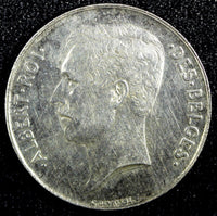 Belgium Albert I Silver 1912 1 Franc French text HIGH GRADE KM# 72 (23 963)