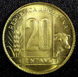 Argentina Aluminum-Bronze 1944 20 Centavos GEM BU COIN KM# 42 (23 959)