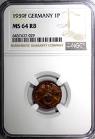 Germany-Third Reich Bronze 1939 F 1 Reichspfennig NGC MS64 RB KM# 89 (029)