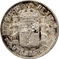 Spain Alfonso XIII SILVER 1901 (01) SM-V Peseta Light Toning Nice Coin KM# 706