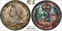 Great Britain Silver 1898 2 Pence PCGS PL64 PROOFLIKE RAINBOW TONED KM# 776 (9)